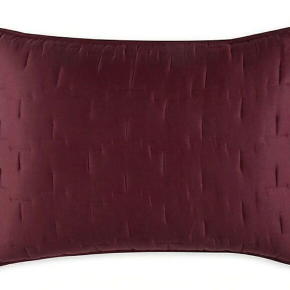 New Olivia & Oliver Red Wine Sateen Quilted Shams Size King - Picture 7 of 8